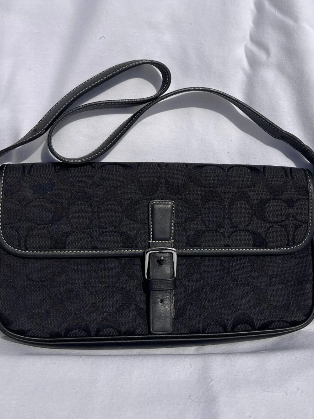 Coach Black Jacquard Monogram Canvas Shoulder Bag 6095